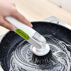 Multi-Functional Long-Handle Liquid-Filled Cleaning Brush Washing Up Brushes With Liquid Dispenser Two Replacement Heads For Kitchen Cleaning Brush Gadgets - ProTrendyz