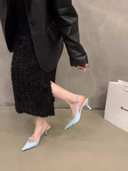 2026 Summer Bow One-Strap Thin Heel Sandals, Sweet Backless Single Shoes, New Arrival