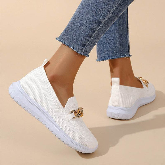 Chain Flats Shoes Women Mesh Sports Walking Shoes - ProTrendyz