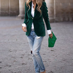 Velvet Lapel Casual Suit Business Fashion Slim Single-breasted Jacket Outwear Clothing For Women