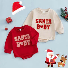 Christmas Clothes For Girls Boys Casual Sweatshirt Romper Cute Letter Long Sleeve Jumpsuit Newborn Bodysuits - ProTrendyz
