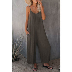Women's Loose Sleeveless Jumpsuits Romper Jumpsuit With Pockets Long Pant Summer - ProTrendyz