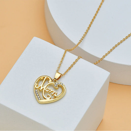 Mother's Day Mom Heart Shape With Diamond Letter Necklace For Women Fine Jewelry Women Accessories Fashion Jewelry ProTrendyz