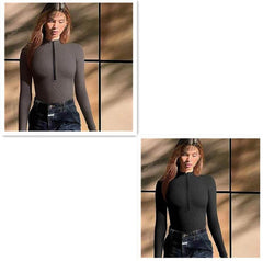 Fashion Long Sleeve Zipper Jumpsuit Seamless Slimming Shapewear For Women Romper - ProTrendyz