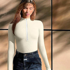 Fashion Long Sleeve Zipper Jumpsuit Seamless Slimming Shapewear For Women Romper - ProTrendyz