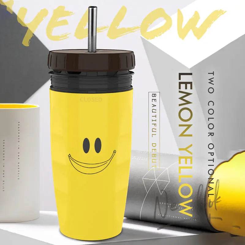 No Cover Twist Cup Travel Portable Cup Double Insulation Tumbler Straw Sippy Water Bottles Portable For Children Adults - ProTrendyz