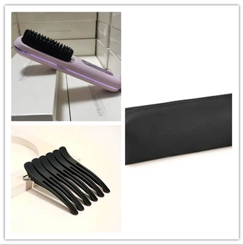 2 In 1 Straight Hair Comb Wireless Hair Straightener Brush Hair Fast Heating Portable Hot Curler USB Charging - ProTrendyz