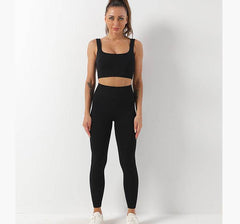 2pcs Thread Yoga Suit Seamless Bra And Butt Lifting High Waist Leggings Set For Women Sports Fitness Yoga Pants Sportswear Outfits Clothing - ProTrendyz