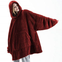 Hoodie Sweatshirt With Big Pocket Tops Sweater Comfortable Loose Double-Sided Fleece Thicker Wearable Blanket - ProTrendyz