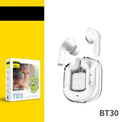 New Mini Transparent Wireless Bluetooth Headset Digital Display ENC Noise Reduction True Wireless Sports Music - ProTrendyz