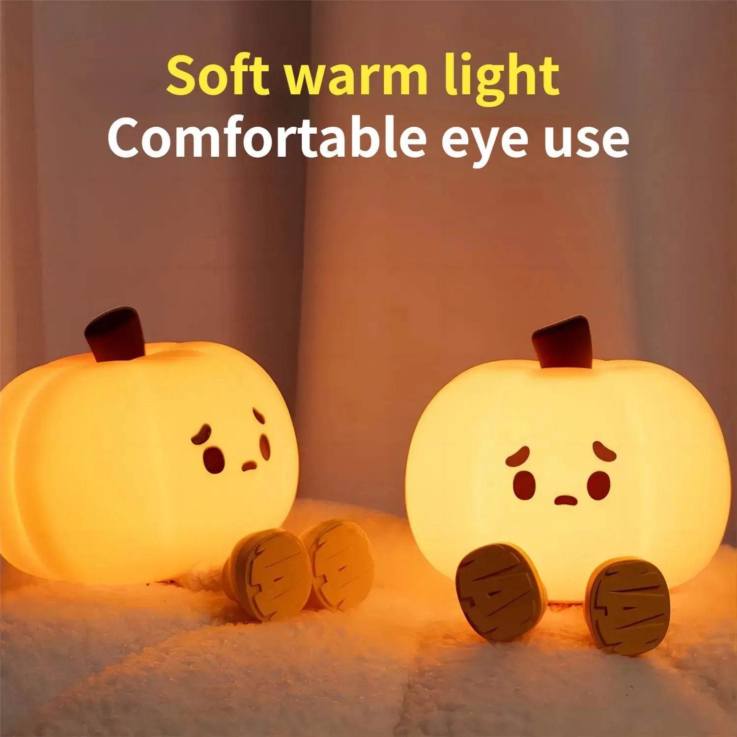 Home Decor Halloween Pumpkin Night Light Cute Soft Silicone Lamp Touch Dimmable Rechargeable Bedside Decor Light Kids Gifts Halloween Decorations - ProTrendyz