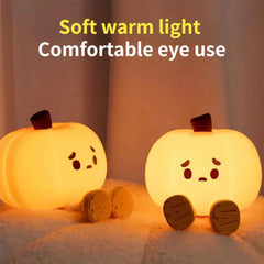 Home Decor Halloween Pumpkin Night Light Cute Soft Silicone Lamp Touch Dimmable Rechargeable Bedside Decor Light Kids Gifts Halloween Decorations - ProTrendyz