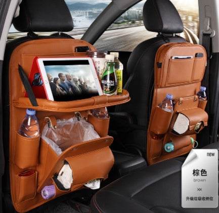 PU Leather Car Storage Bag Multifunction Seat Back Tray Hanging Bag Waterproof Car Organizer Automotive Interior Accessories - ProTrendyz