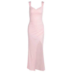 Slim Sleeveless Slit Dress With Back Tie Design Fashion Temperament Dresses For Women Clothing - ProTrendyz