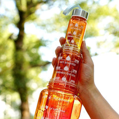 3-in-1 Gradient Color Motivational Water Bottles Set Plastic Straw Double Drink Translucent Outdoor Sports Bottle - ProTrendyz