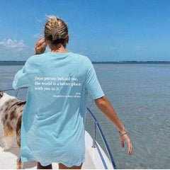 New Fashion Womens Letter T-Shirt Round Neck Short Sleeve Slogan Tee Top - ProTrendyz