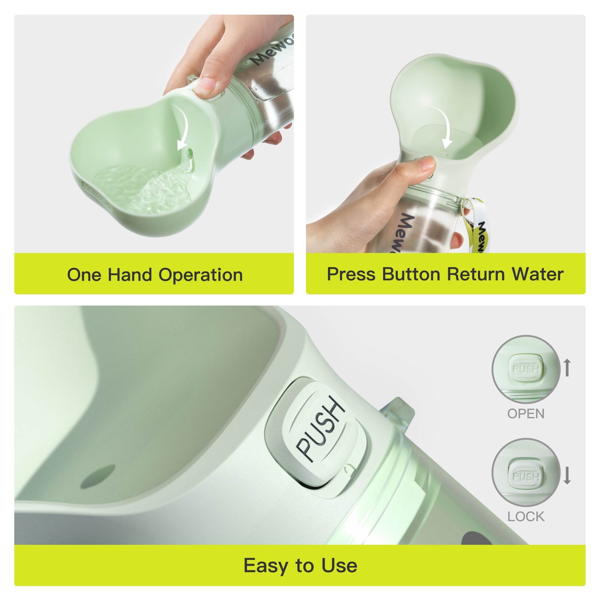 Mewoofun Pet Dog Water Bottle Feeder Bowl 2 in 1 Leak Proof Portable Food Bottle Pets Outdoor Travel Drinking Include Poop Bag - ProTrendyz
