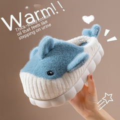 Winter Cute Shark Shoes Women Thick Sole Warm Plush Home Fluffy Slippers Outdoor Garden Indoor Floor House Shoes Dropshipping
