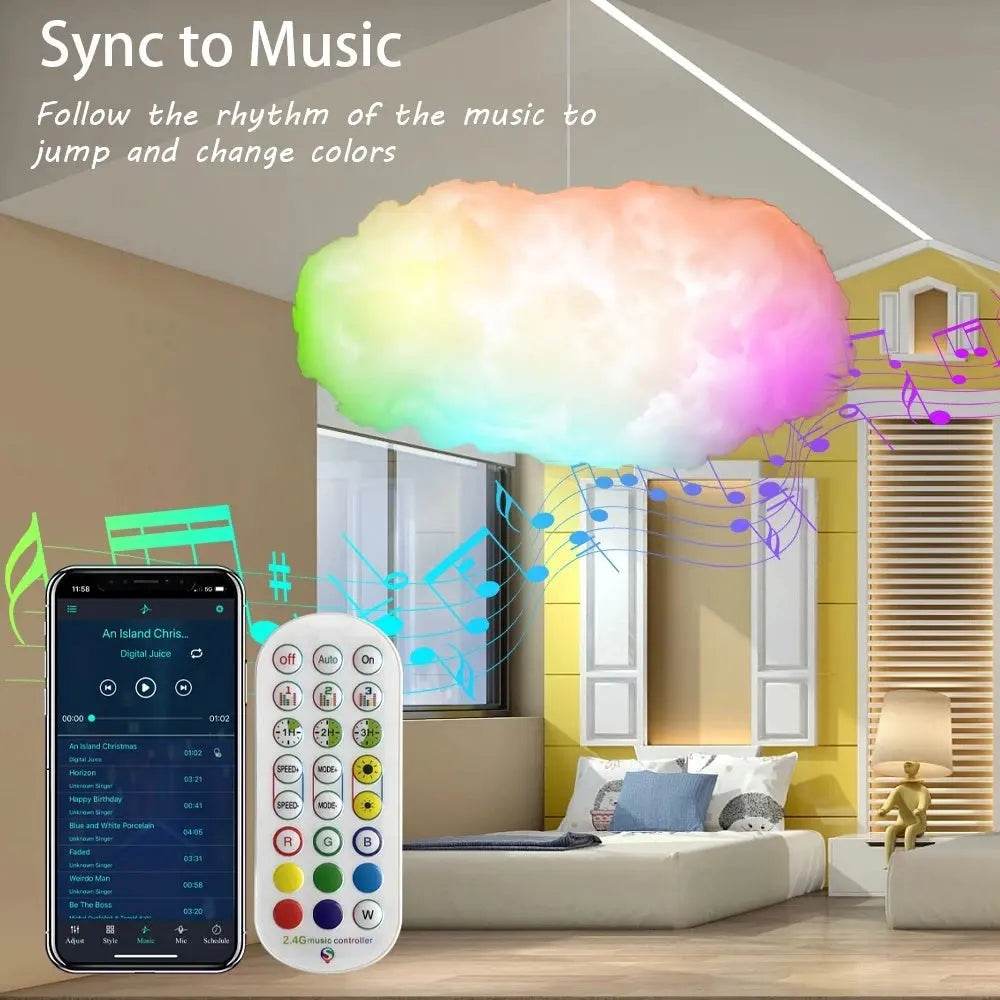 USB Cloud Light APP Control Music Synchronization 3D RGBIC Ambient Light Lightning Simulation Clouds Bedroom Room Light - ProTrendyz