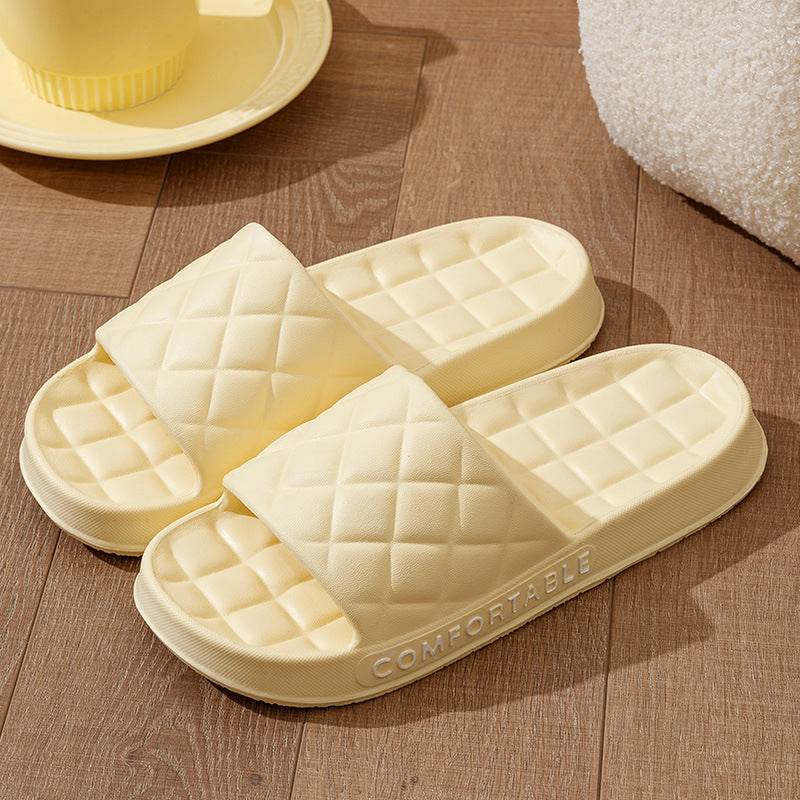 Men's Home Slippers With Plaid Design Soft-soled Silent Indoor Floor Bathing Slippers Women House Shoes Summer - ProTrendyz