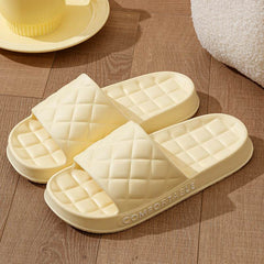 Men's Home Slippers With Plaid Design Soft-soled Silent Indoor Floor Bathing Slippers Women House Shoes Summer - ProTrendyz