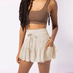 High Waist Dress Lace-up Sports Skirt With Anti-exposure Safety Pants Summer Fashion Pleated Skirt Womens Clothing - ProTrendyz
