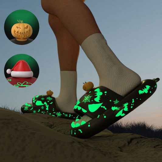 Halloween And Christmas Shoes Ins Luminous Shark Slippers Couple Men Women House Shoes Non-slip Bathroom Slippers Home - ProTrendyz