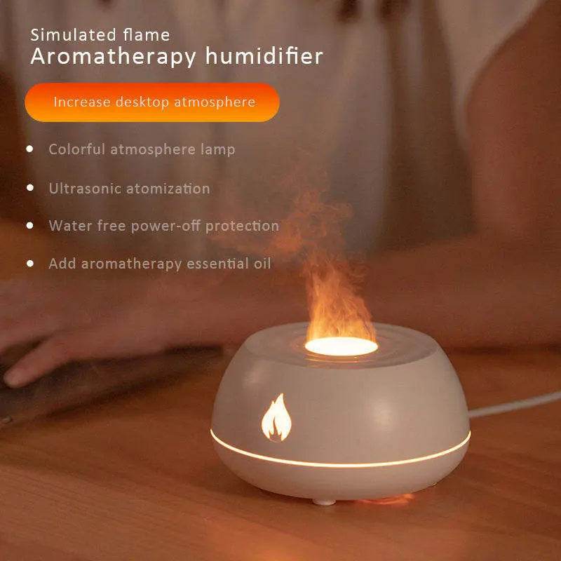 Flame Humidifier Aromatherapy Diffuser 7 Colors Light Home Air Humidifier 130ML USB Room Fragrance Essential Oil Diffuser Dry Nose - ProTrendyz