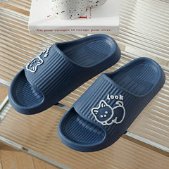 Cute Cat Slippers Summer Women Home Shoes Bath Thick Platform Non-Slip Slides Indoor Outdoor - ProTrendyz