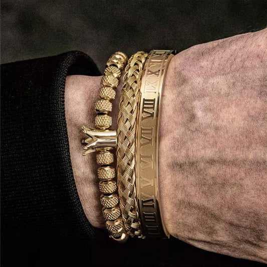 Luxury Roman Royal Crown Charm Bracelet Men Stainless Steel Geometry Pulseiras Men Adjustable Bracelets Couple Jewelry Gift ProTrendyz