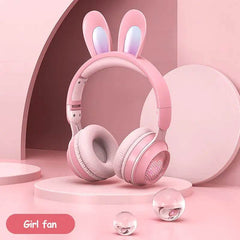 Rabbit Ear Headphones Wireless Luminous Extendable Wheat Headphones Cute Kawaii - ProTrendyz