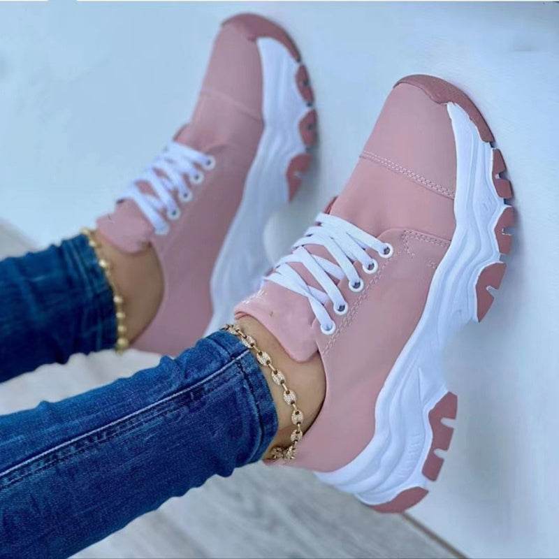 Platform Sport Flats Shoes Lace-up Sneaker Outdoor Walking Casual Shoes Women - ProTrendyz