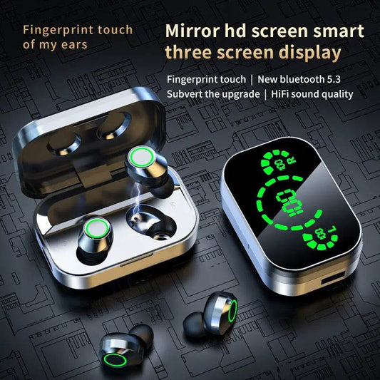 YD03 Wireless Bluetooth-compatible Headset TWS Large Screen Smart Digital Display In Ear Breathing Light - ProTrendyz