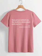 New Fashion Womens Letter T-Shirt Round Neck Short Sleeve Slogan Tee Top - ProTrendyz