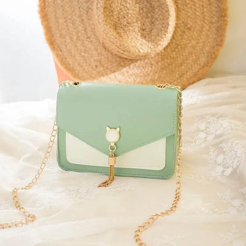 Small Messenger Bag New Sweet And Cute Cat Tassel Decoration Chain One Shoulder Small Square Bag Casual Messenger Bag US - ProTrendyz