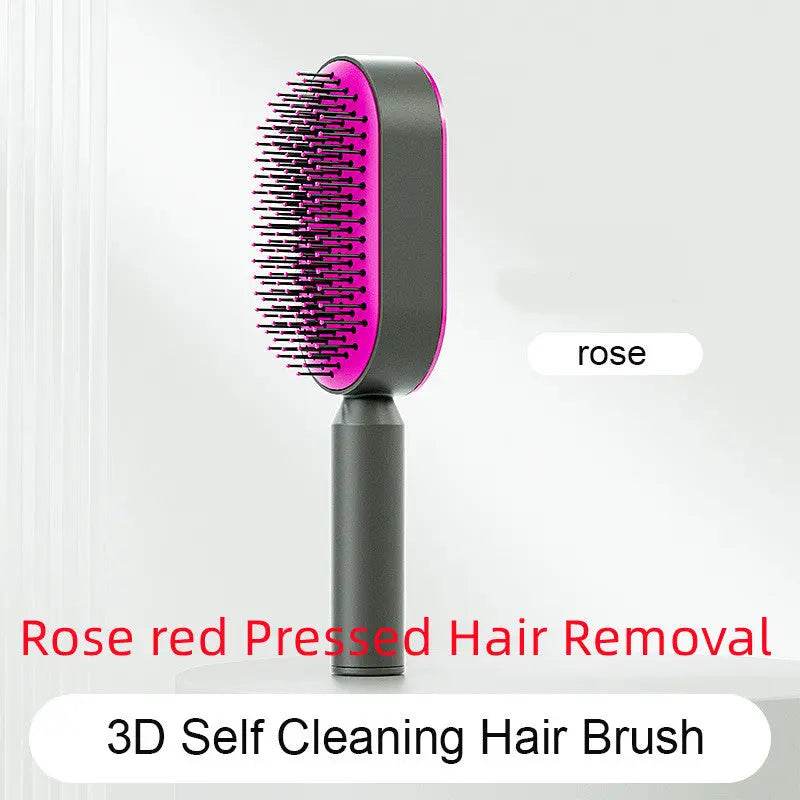 Self Cleaning Hair Brush For Women One-key Cleaning Hair Loss Airbag Massage Scalp Comb Anti-Static Hairbrush - ProTrendyz