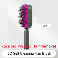 Self Cleaning Hair Brush For Women One-key Cleaning Hair Loss Airbag Massage Scalp Comb Anti-Static Hairbrush - ProTrendyz