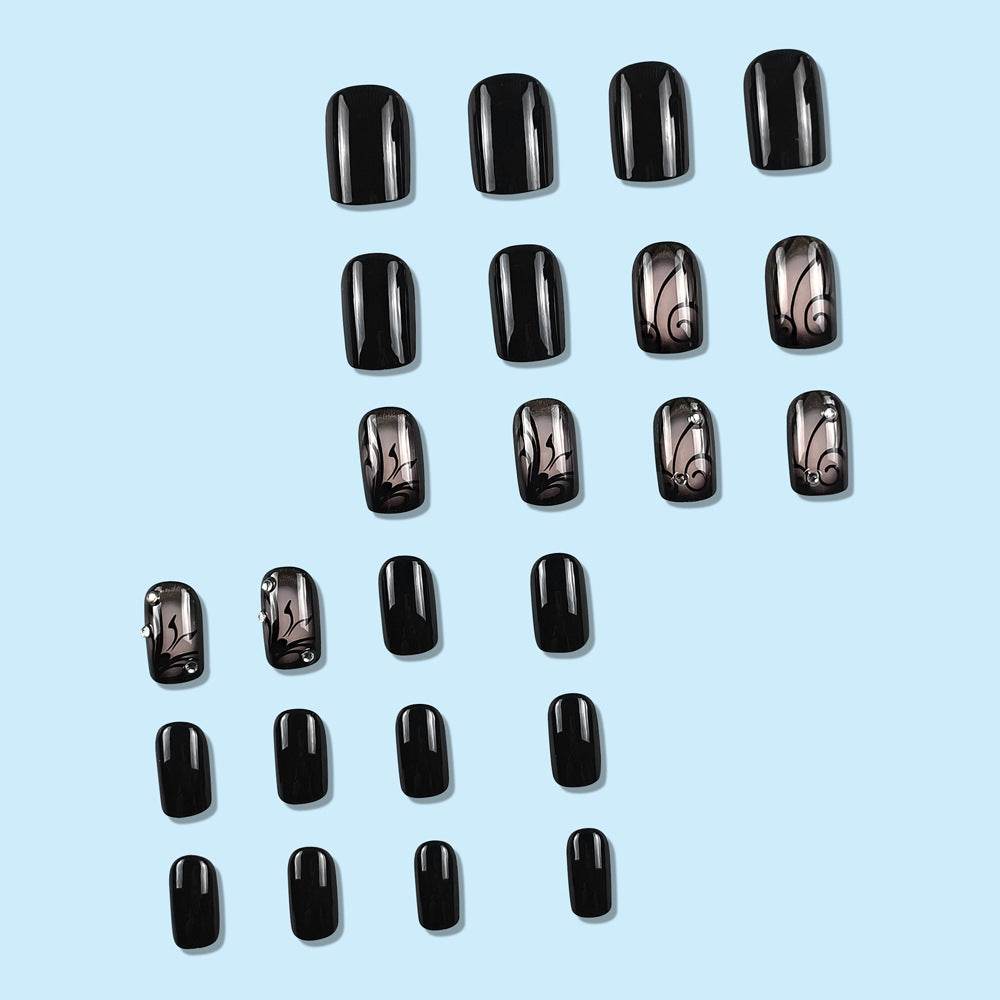 Dark Ins Style Black Vine Wearing Nails And Nails - ProTrendyz