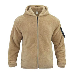 Plush Hooded Jacket Men's Autumn And Winter Fleece Double-sided Wear Warm Coat With Zipper Loose Casual Jacket Outdoor Clothing - ProTrendyz