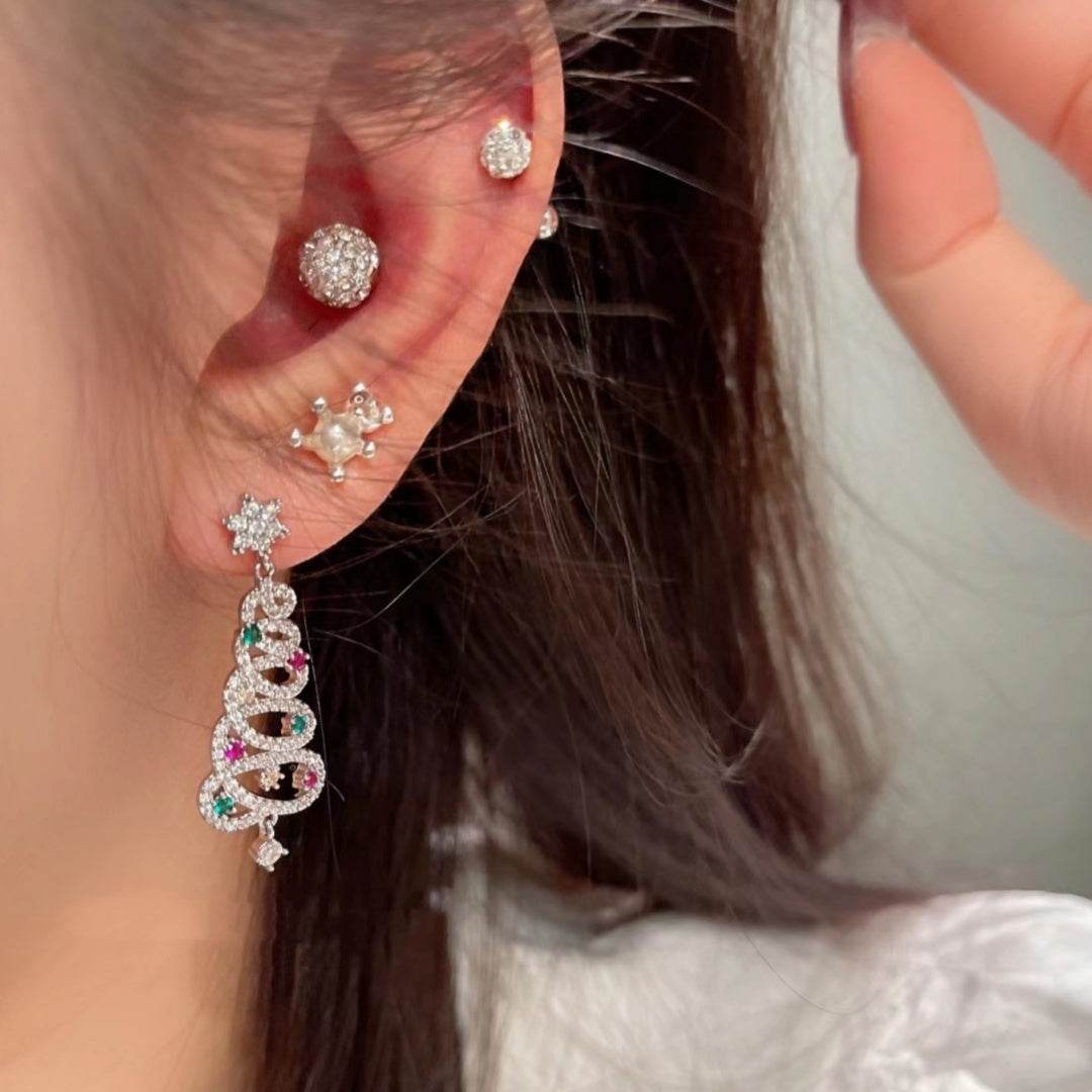 New Full Inlaid Colorful Zircon Christmas Tree Tassel Earrings Women's Fashion Personality Earrings Party Jewelry Christmas Gift - ProTrendyz
