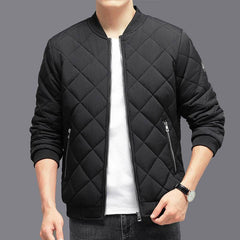 Fashion Rhombic-sewing Design Cotton Coat Winter Warm Thickened Baseball Jacket Casual Solid Color Outwear Clothing For Men - ProTrendyz