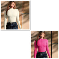 Fashion Long Sleeve Zipper Jumpsuit Seamless Slimming Shapewear For Women Romper - ProTrendyz