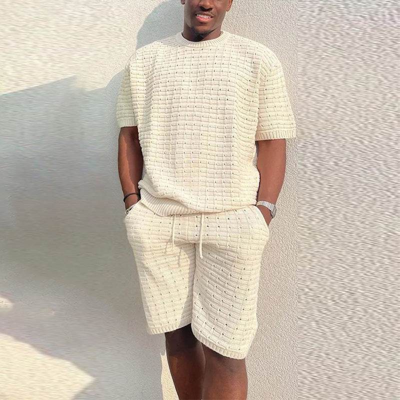 Men's Summer Suit Fashion Loose Men 2 Pieces Outfit Summer Hippie Shirt And Short Set - ProTrendyz