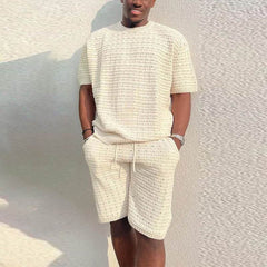 Men's Summer Suit Fashion Loose Men 2 Pieces Outfit Summer Hippie Shirt And Short Set - ProTrendyz