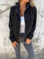 Corduroy Hooded Zip-up Jacket With Pockets Fashion Casual Drawstring Tops Outerwear Women's Clothing 5XL XXXXXL - ProTrendyz