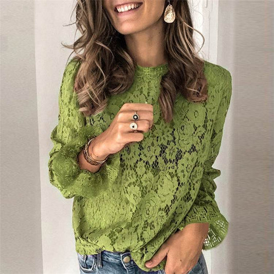 Hollow lace shirt womens clothing - ProTrendyz