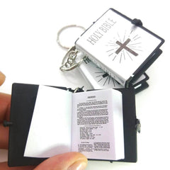 Mini English HOLY BIBLE Key Chains Real Paper Readable Bible Christian Keyrings Car Key Chains Bag Ornaments Religious Jewelry - ProTrendyz