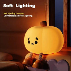 Home Decor Halloween Pumpkin Night Light Cute Soft Silicone Lamp Touch Dimmable Rechargeable Bedside Decor Light Kids Gifts Halloween Decorations - ProTrendyz