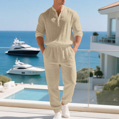 Men's Linen Long-sleeve Pants Set
