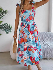 Flowers Print Suspender Corset Dress Ins Fashion Holiday Beach Long Dresses Summer Clothing For Women - ProTrendyz